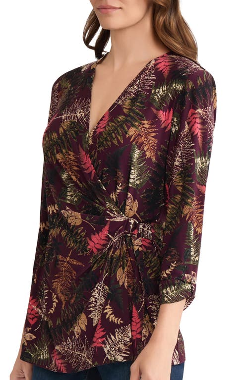 Jones New York Leaf Print Wrap Top In Multi