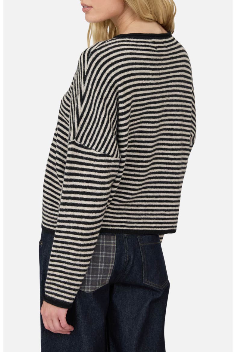 Striped Cardigan, Alternate, color, BLACK