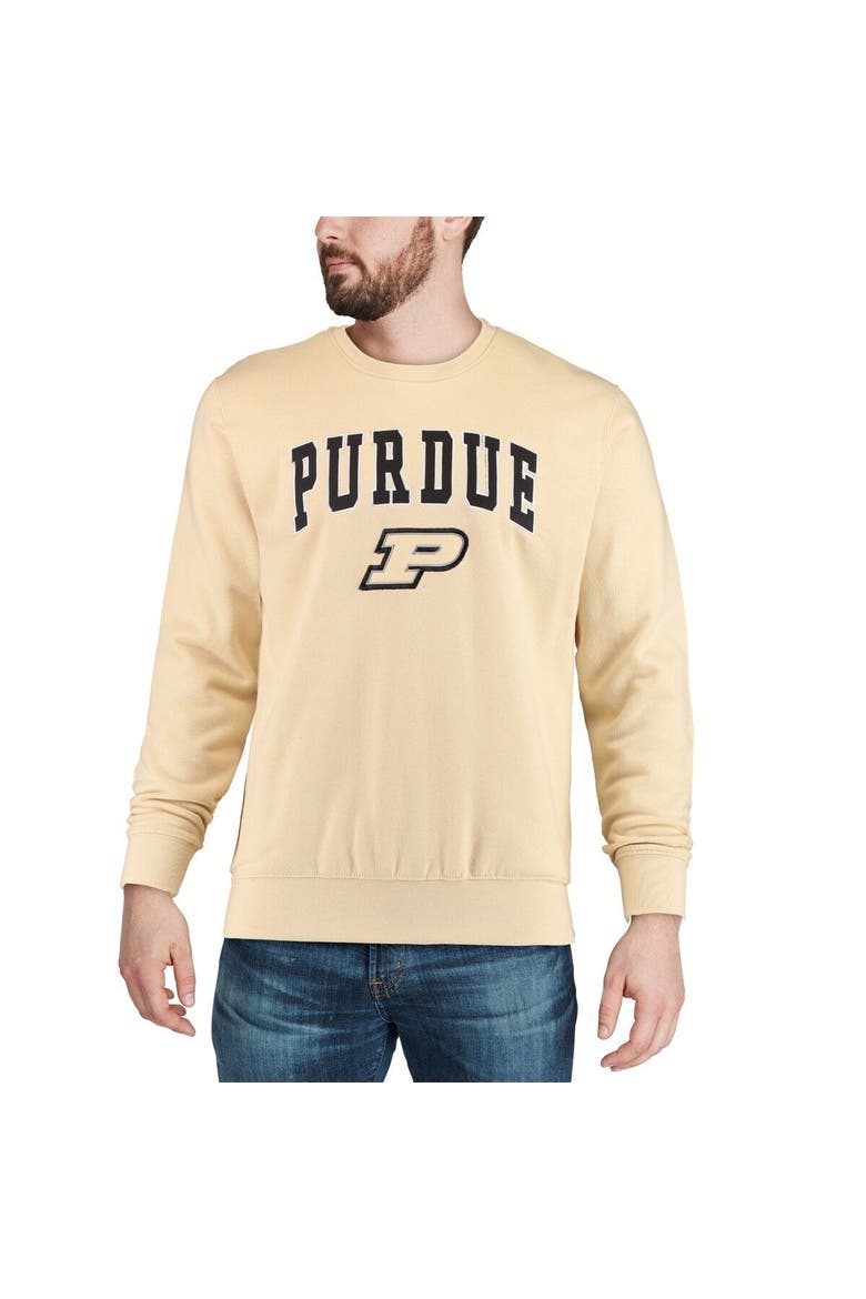 Men's Colosseum Gold Purdue Boilermakers Arch & Logo Crew Neck Sweatshirt, Alternate, color, Vegas Gold