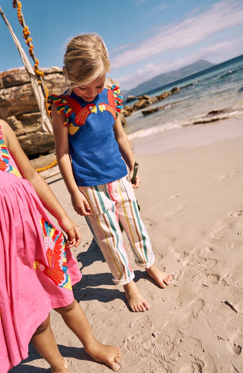 Mini Boden Kids' Parrot Appliqué Sleeveless Cotton Graphic Tank, Alternate, color, 