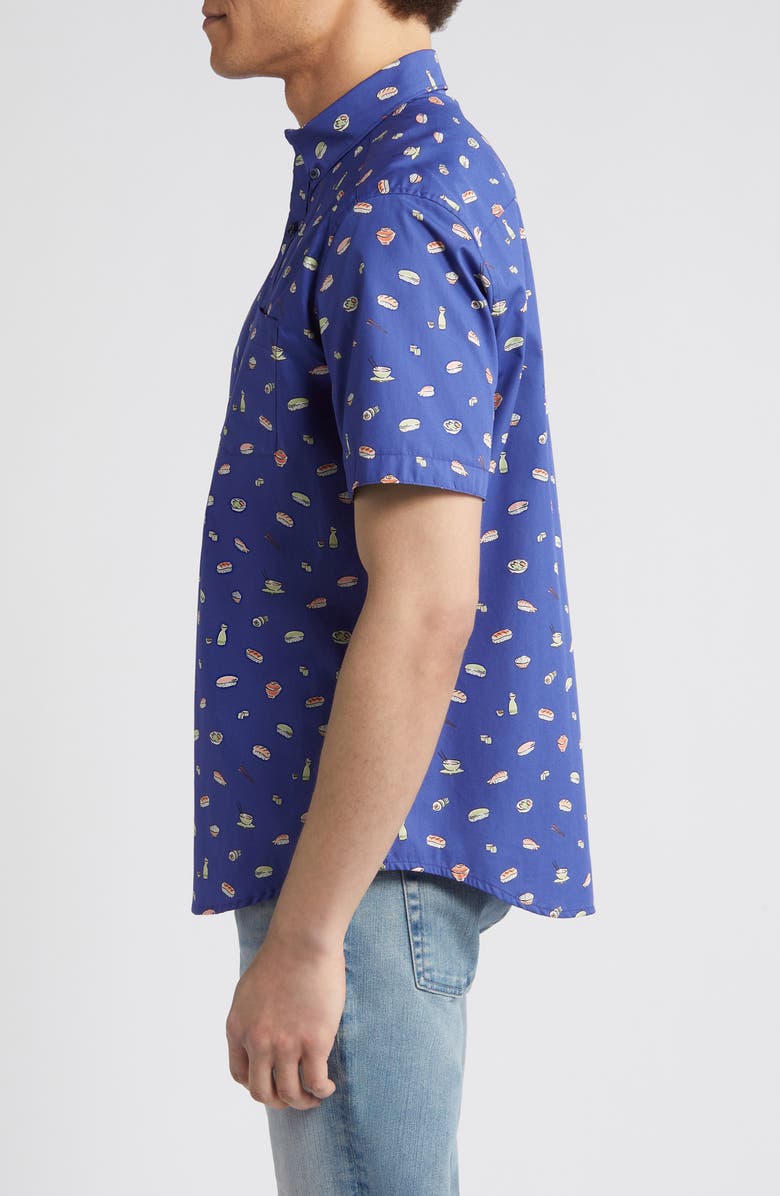 Johnston & Murphy Sushi Print Short Sleeve Cotton Button-Down Shirt, Alternate, color,