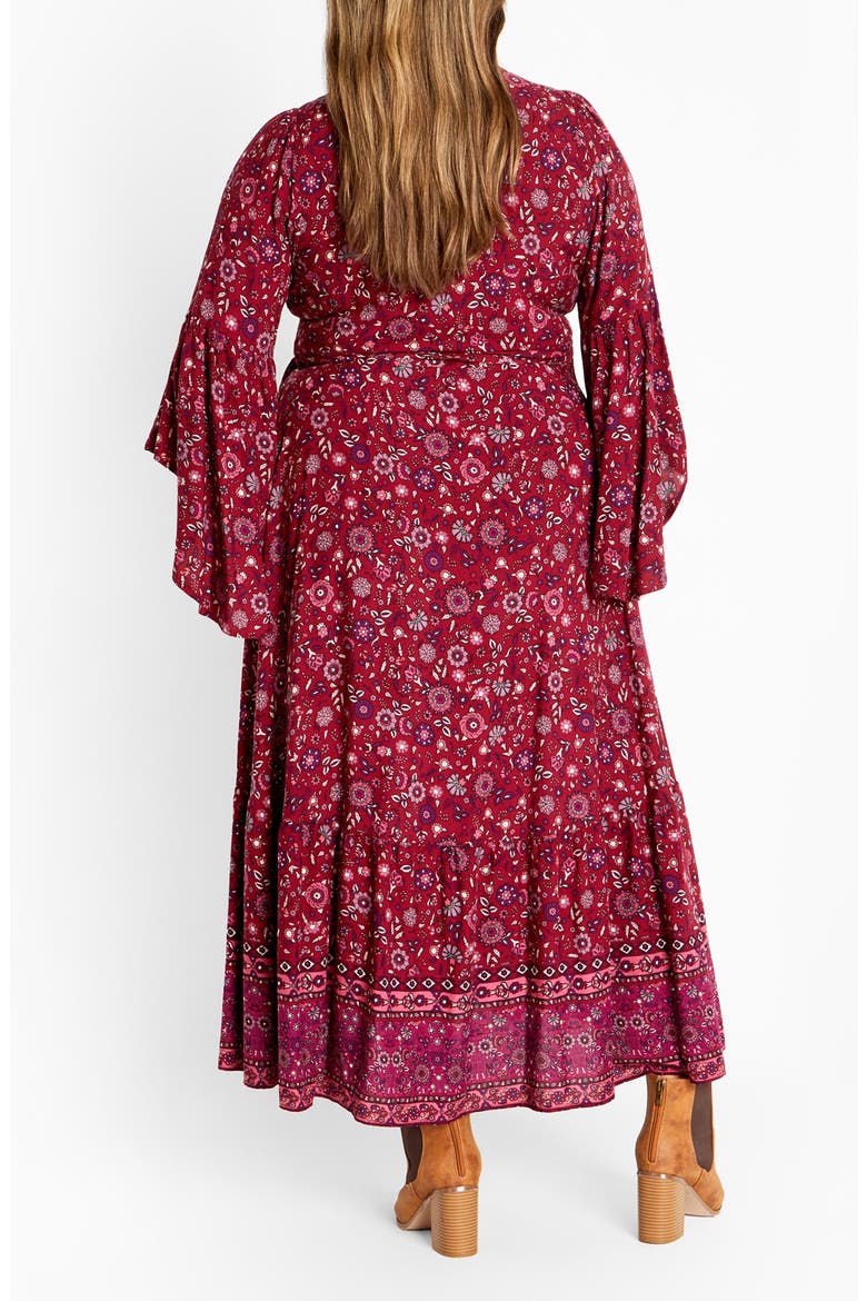 Adhara Mixed Print Long Sleeve Maxi Dress, Alternate, color, RED