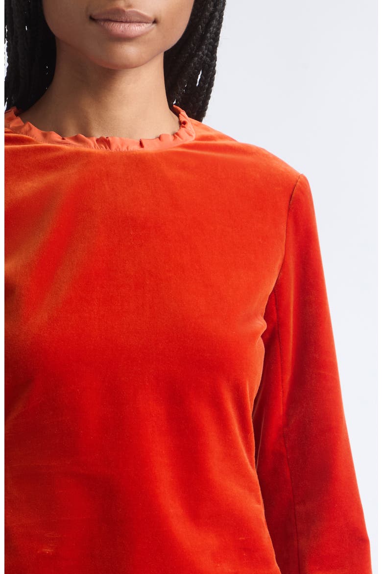Velvet Crewneck Shirt, Alternate, color, DEEP PERSIMMON