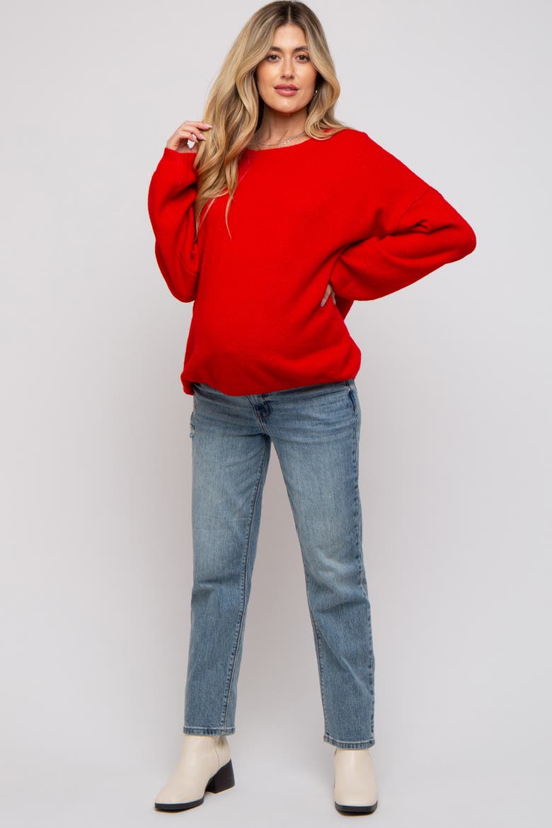 Basic Drop Shoulder Sweater, Alternate, color, Red
