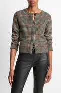 Vince Intarsia Glen Plaid Wool & Cashmere Cardigan