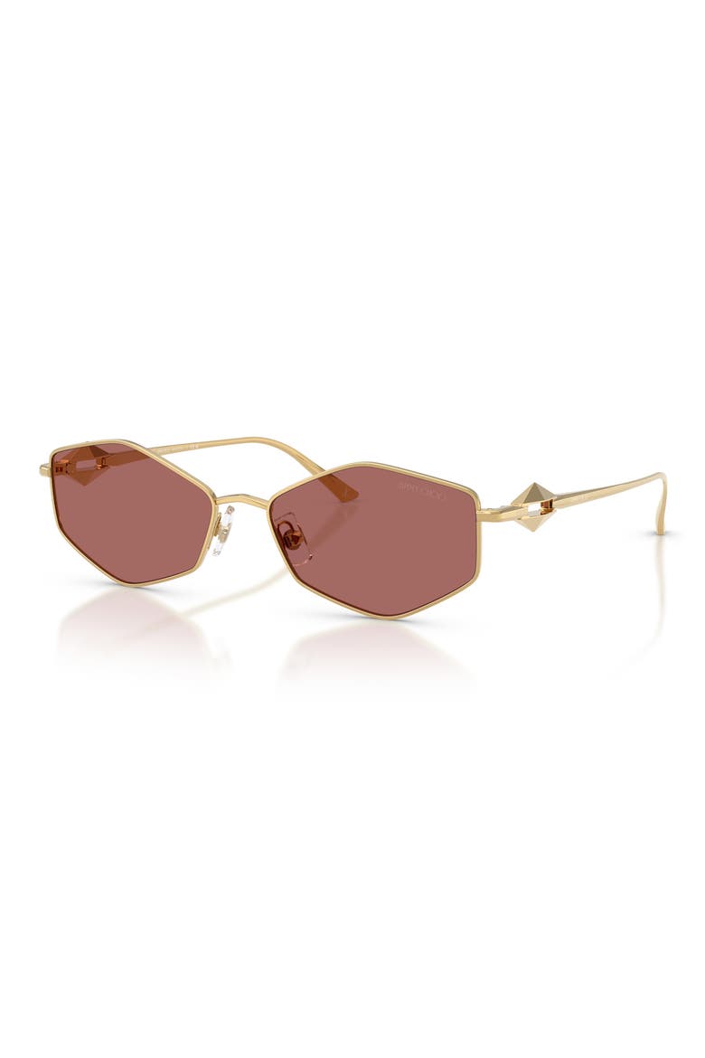 Zoey 55mm Geometric Sunglasses, Alternate, color, GOLD / DARK VIOLET