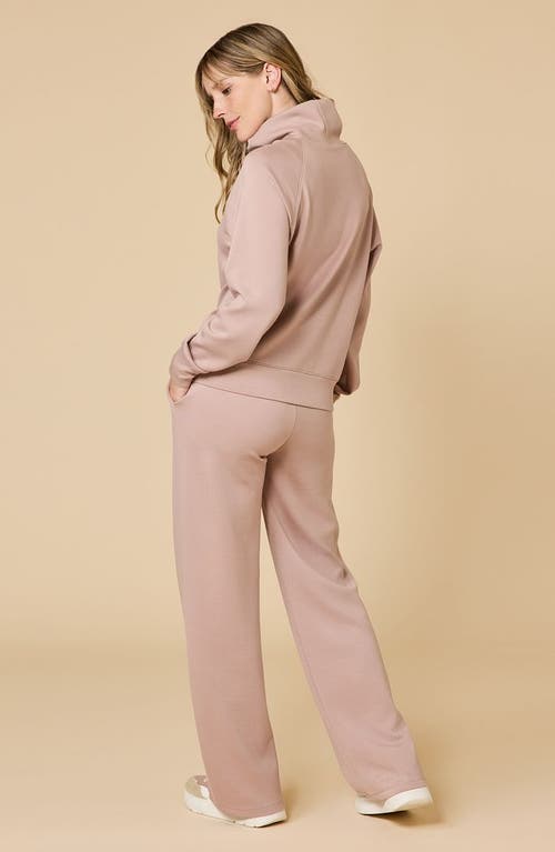 Softies Athleisure Mock Neck And Pleated Pant Set In Pink