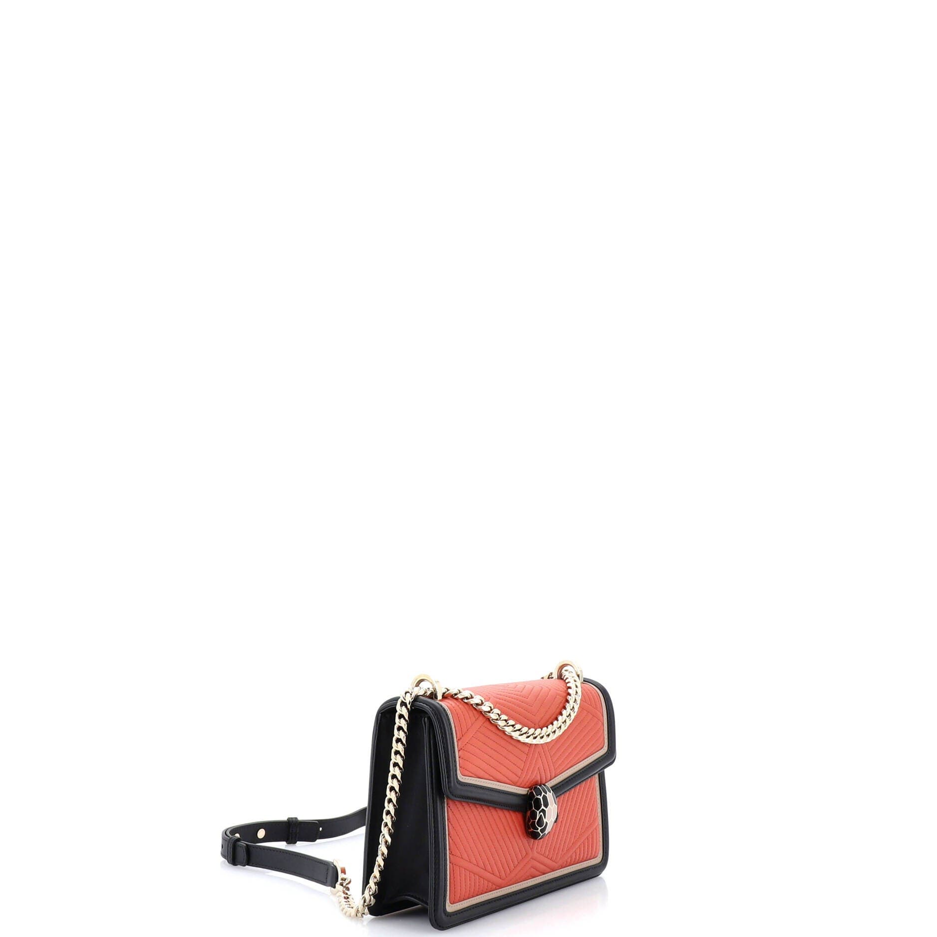 Serpenti Forever Shoulder Bag Quilted Leather Small, Alternate, color, Orange