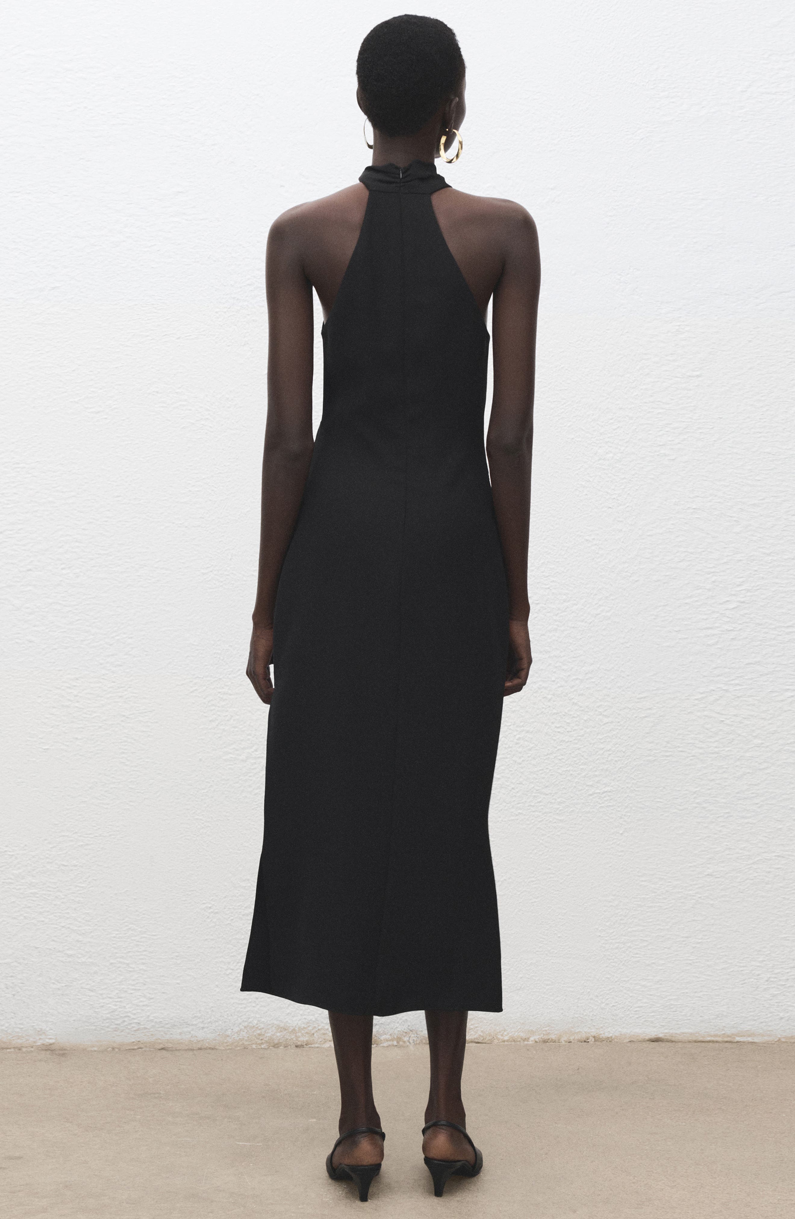 Pleated Mock Neck Midi Dress - image 2