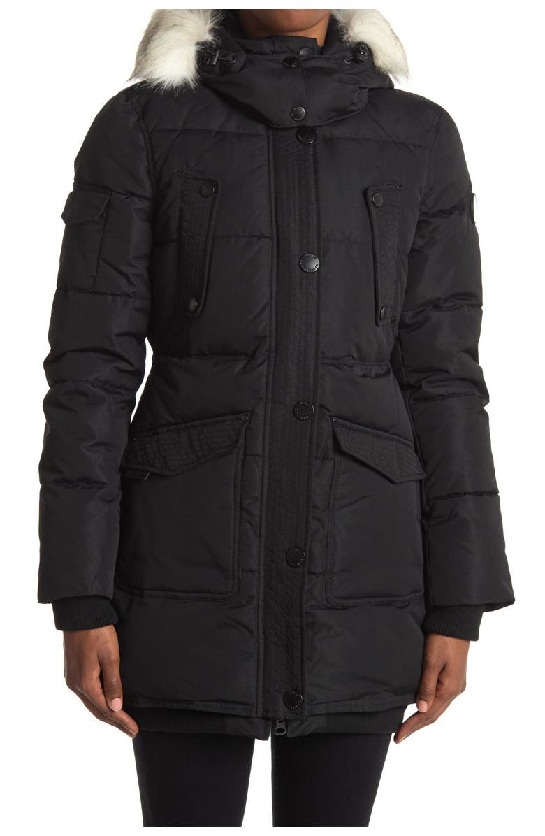 Noize Astrid Heavyweight Faux Fur Trim Jacket, Alternate, color, 