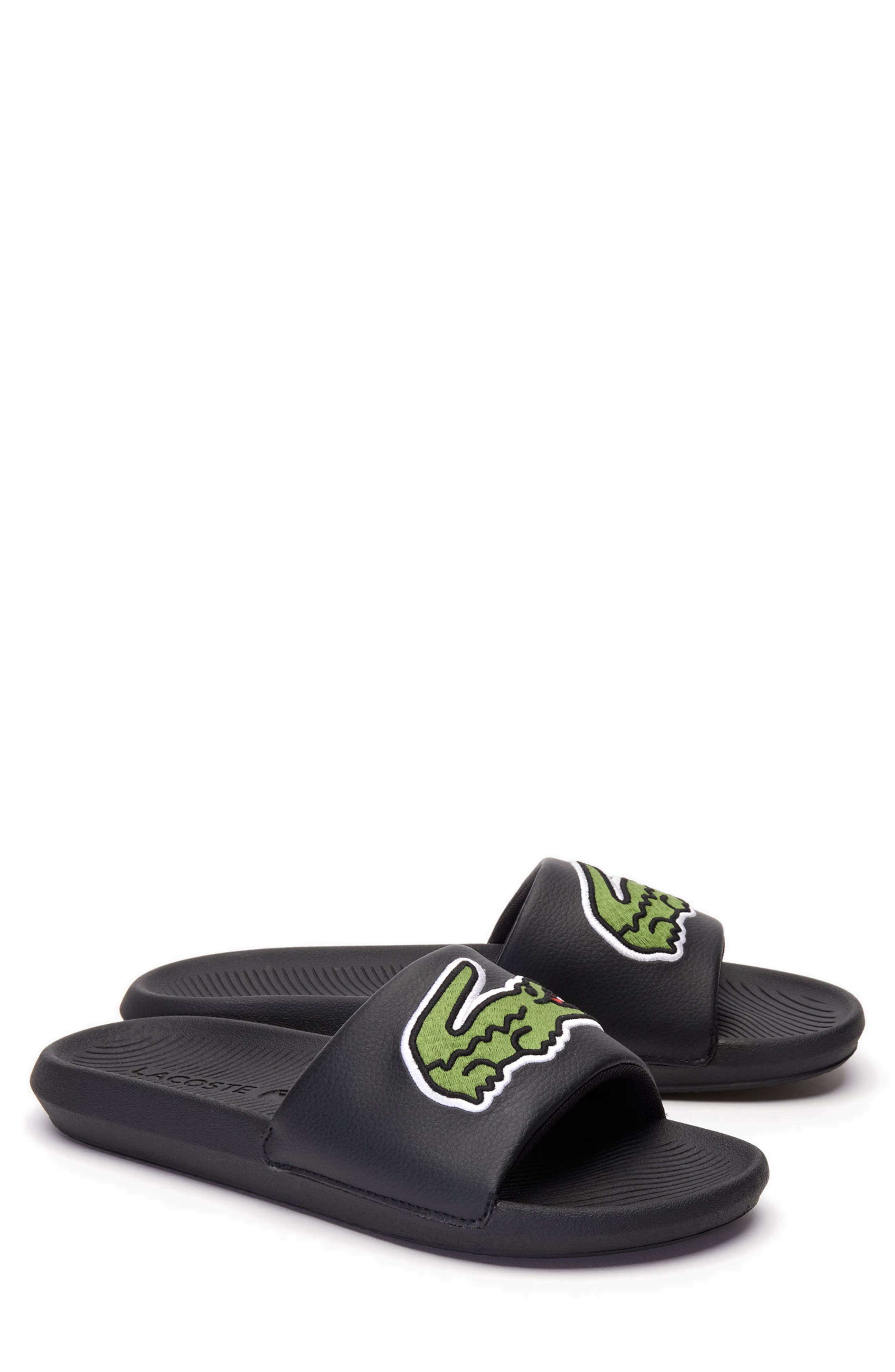 Croco Slide Sandal, Alternate, color, BLACK/ GREEN