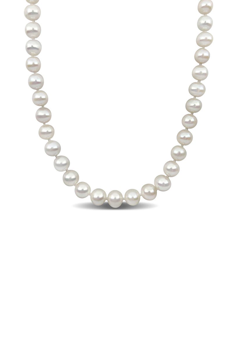 Cultured Pearl Necklace, 9–10mm, Main, color, WHITE