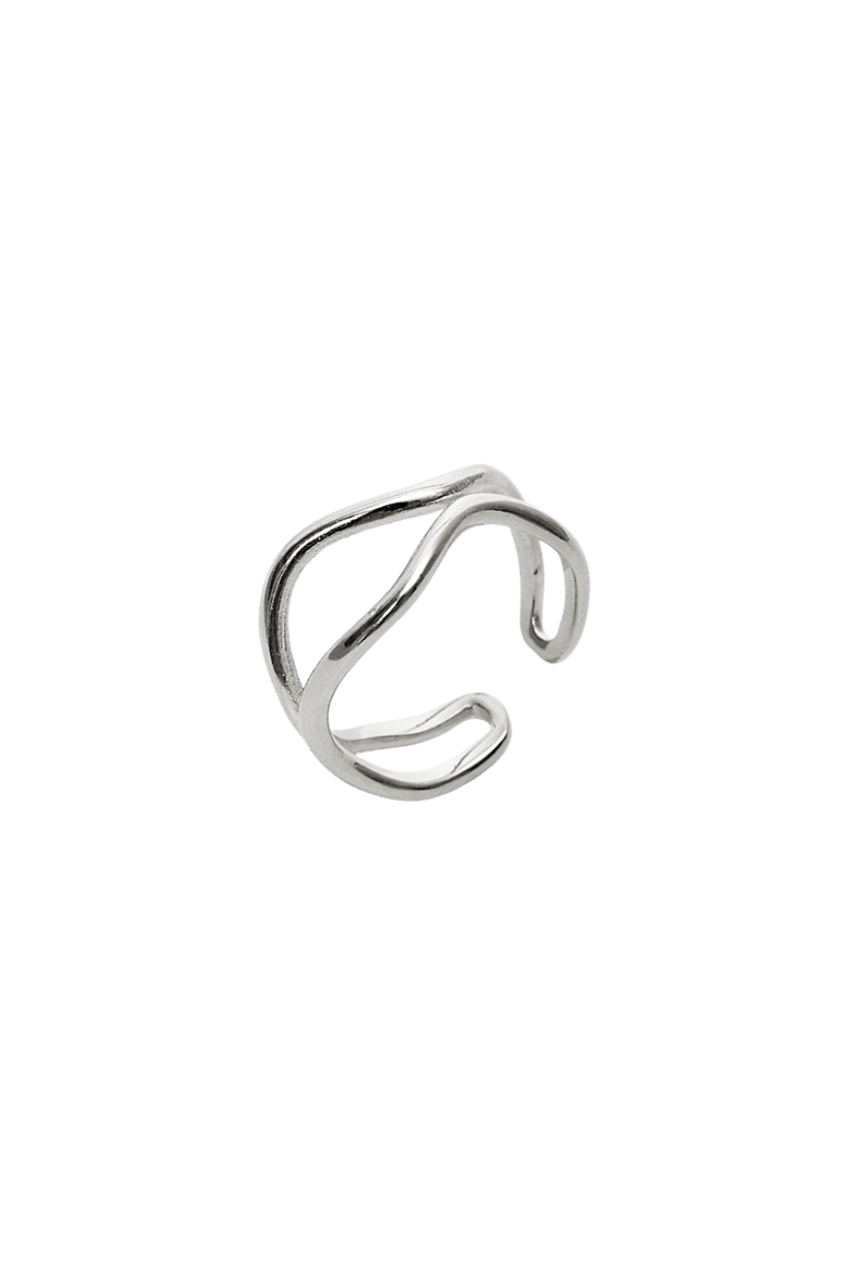 Wavy Lines Sterling Silver Wave Ring, Main, color, Silver