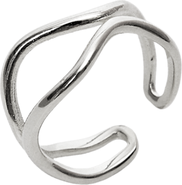 Spero London Wavy Lines Sterling Silver Wave Ring