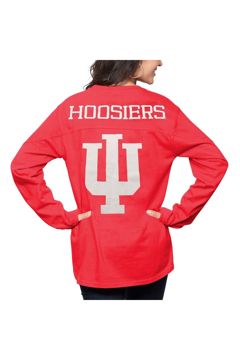 Women's Pressbox Crimson Indiana Hoosiers The Big Shirt Oversized Long Sleeve T-Shirt, Main, color, Crimson