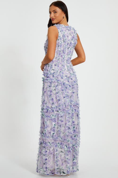 Quiz Floral Maxi Dress In Cream