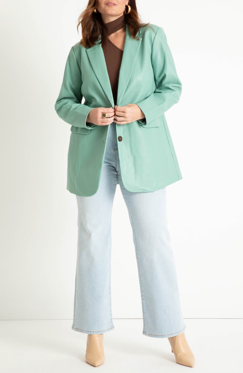 ELOQUII Oversize Faux Leather Blazer, Alternate, color,