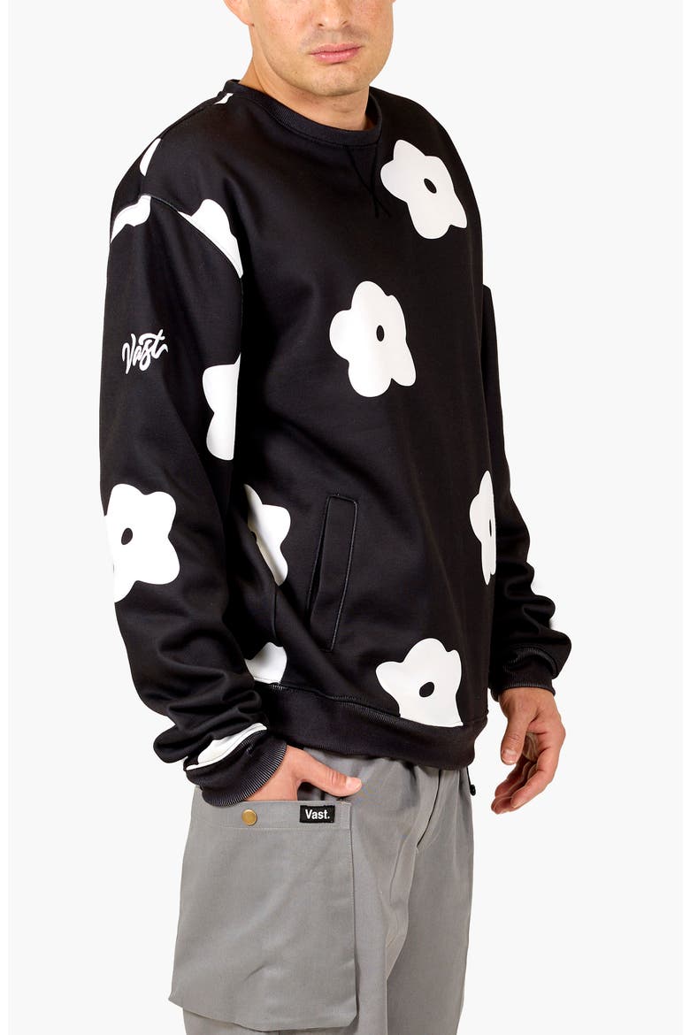 Flower Patch Sweatshirt, Alternate, color, BLACK