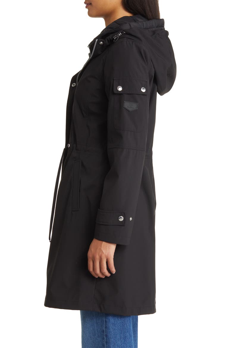 Water Resistant Rain Jacket with Bib, Alternate, color, BLACK