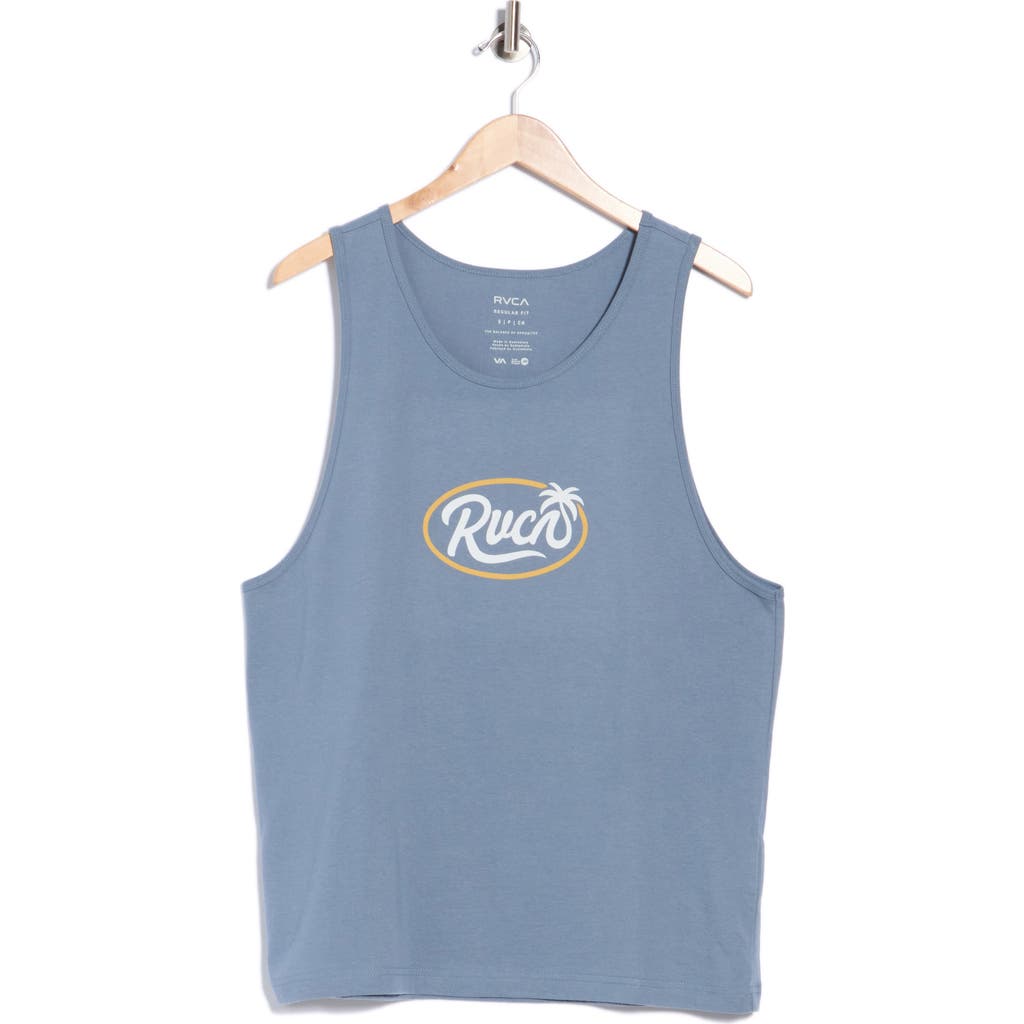 Rvca Frond Script Graphic Tank In Vintage Navy