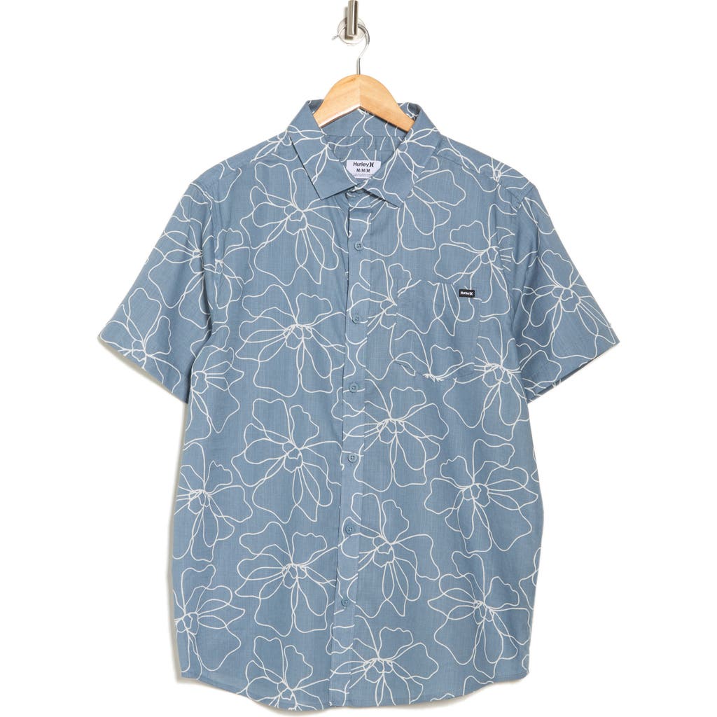 Hurley Caryota Short Sleeve Cotton Button-up Shirt In Blue