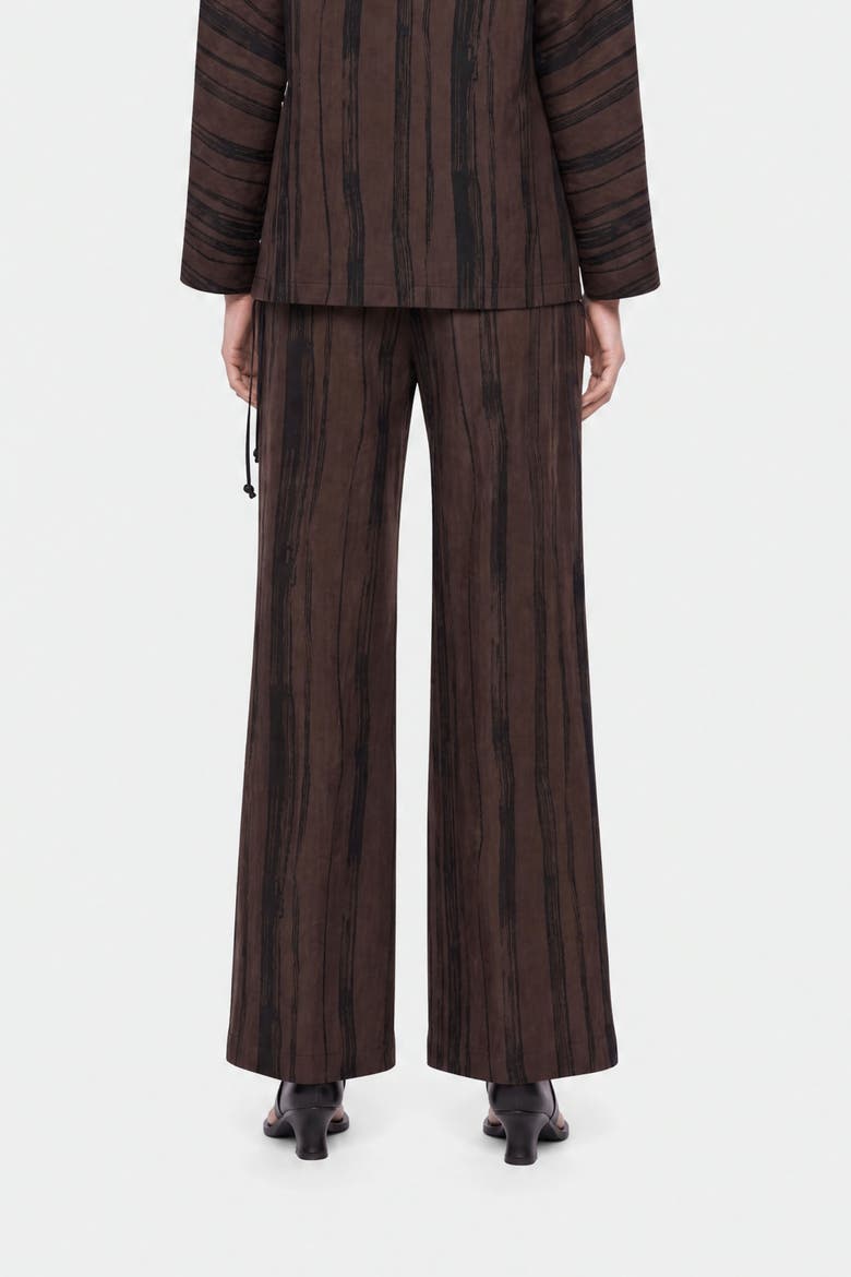 Printed Lyocell Wide Leg Trousers, Alternate, color, Brown