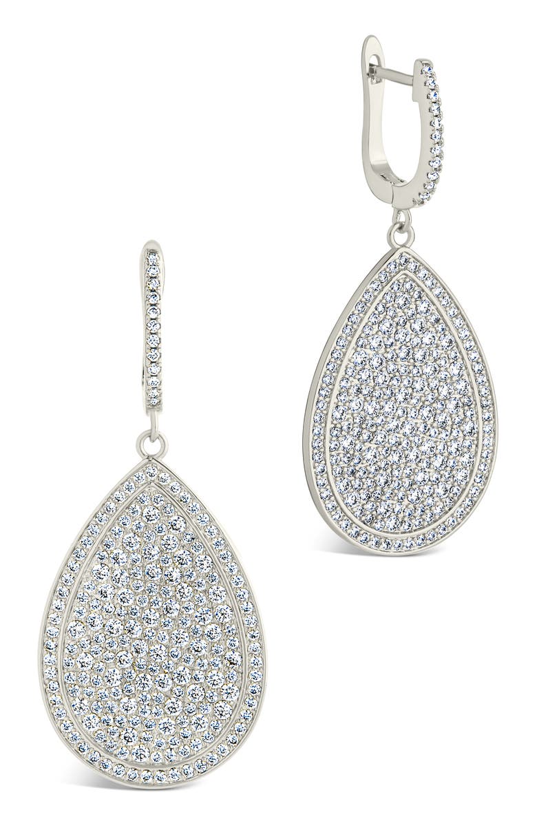Sterling Forever Selma Cubic Zirconia Teardrop Earrings, Main, color, Silver