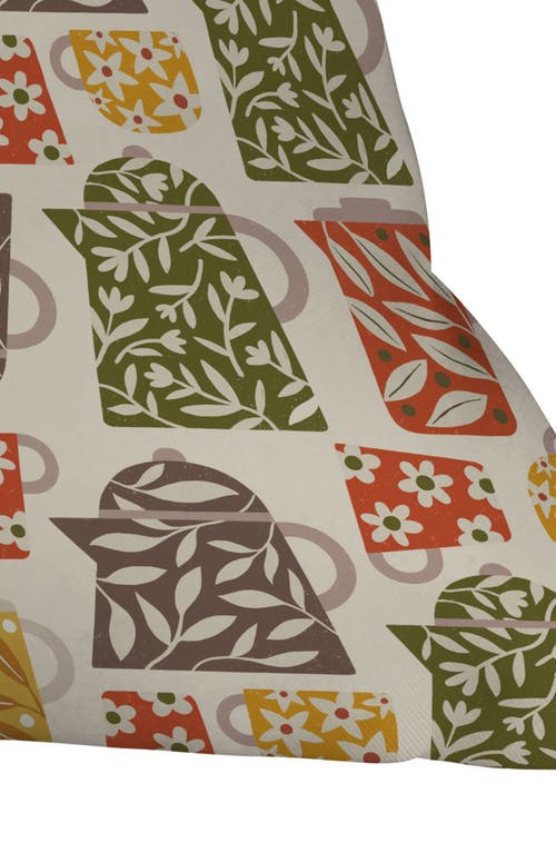 Deny Designs Buongiorno Retro Floral Coffee Accent Pillow In Green