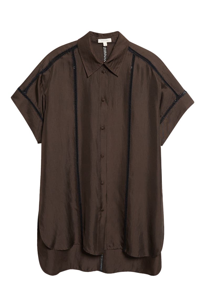 Timour Silk Shirt with Crochet Trim, Alternate, color, MOLASSES