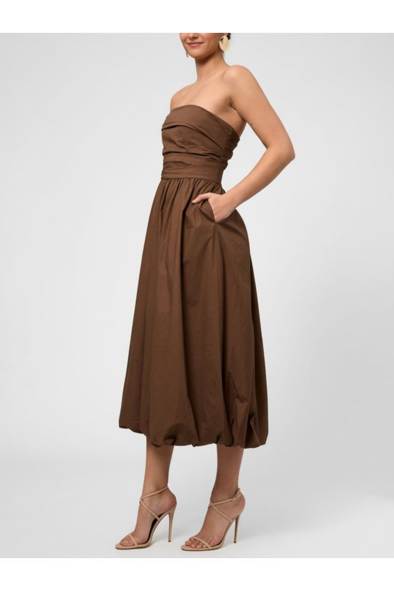 Rosalie Strapless Midi Dress, Alternate, color, Cocoa