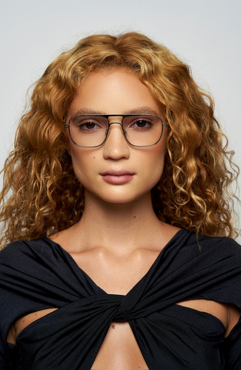 Elisa Johnson Jane 54mm Flat Top Navigator Sunglasses, Alternate, color, Silver Metal