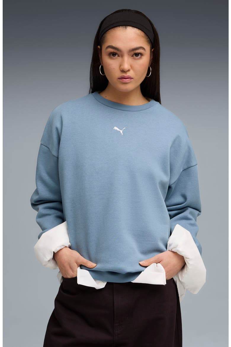 Essentials Oversize Fleece Sweatshirt, Alternate, color, COOL BLUE