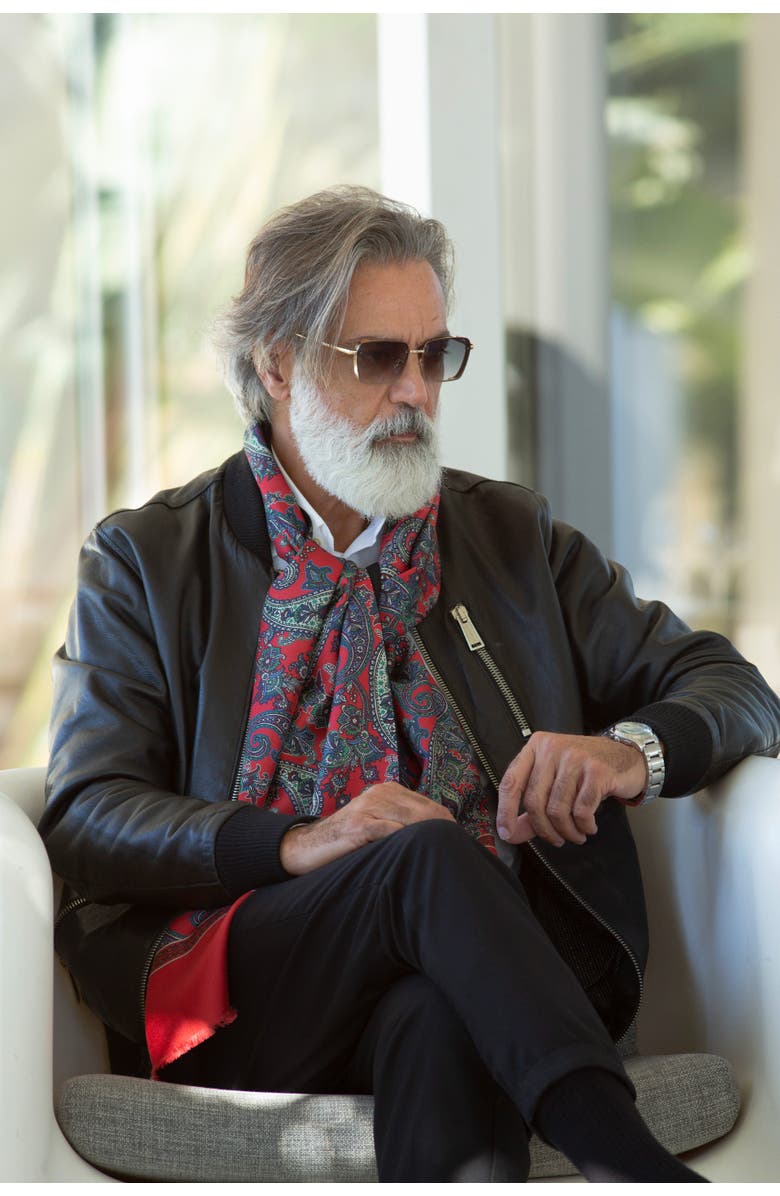 Elizabetta Venezia - Wool Backed Silk Scarf for Men, Alternate, color, Red