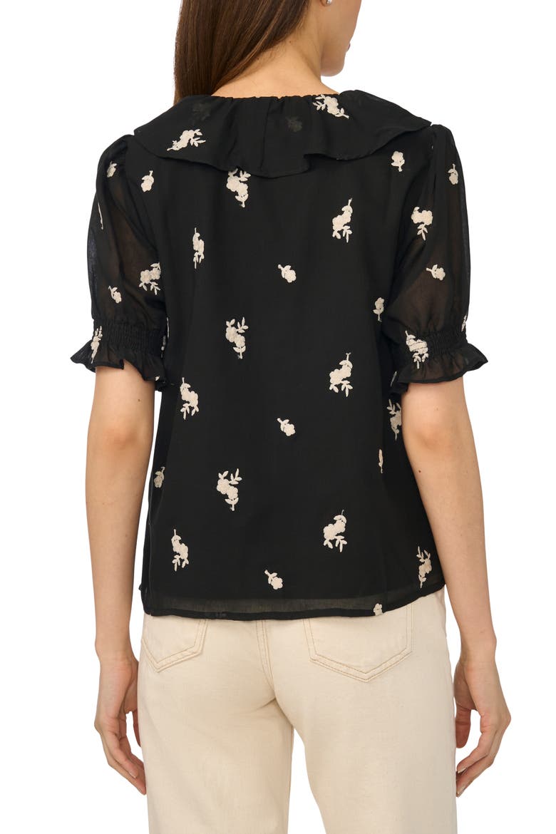 Embroidered Floral Ruffle Top, Alternate, color, RICH BLACK