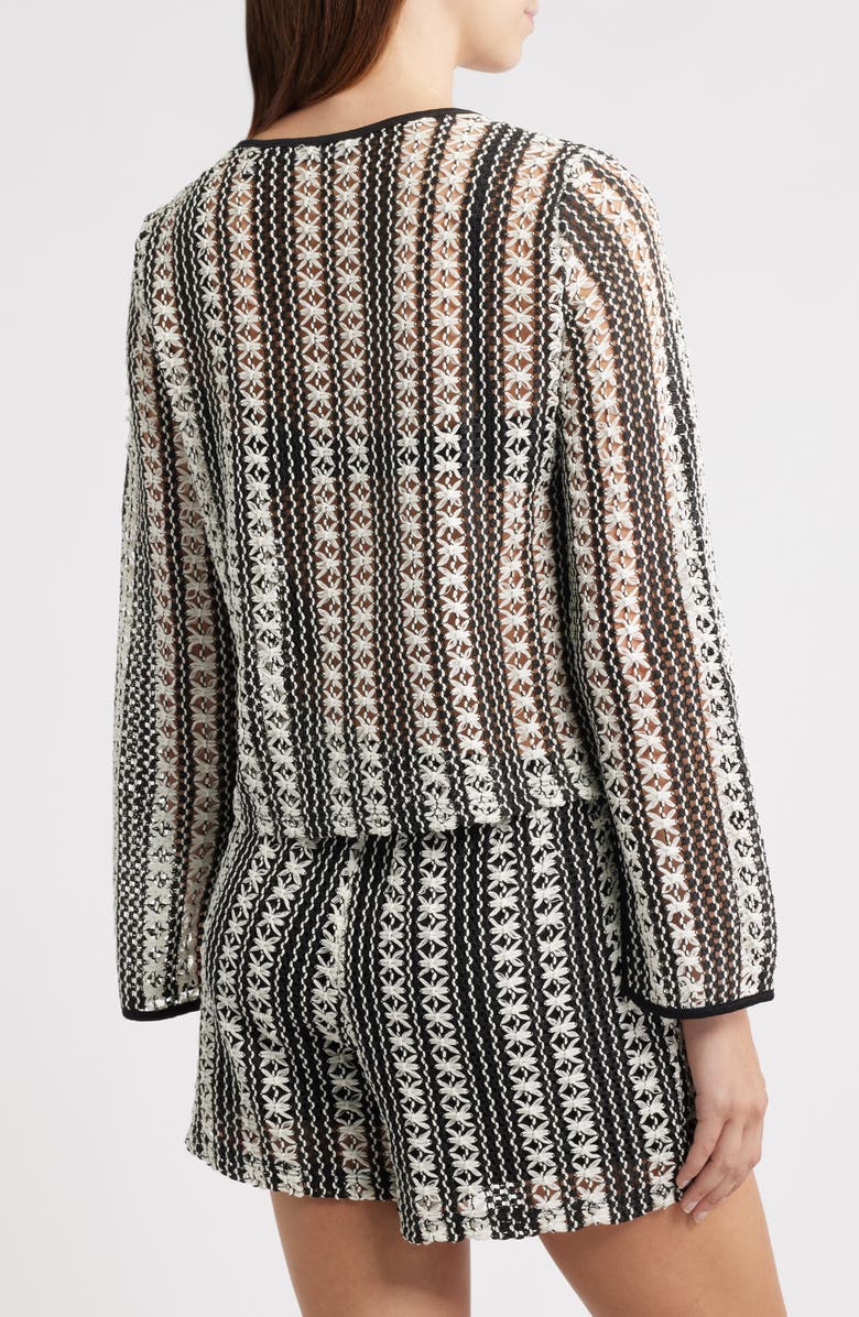 VERO MODA Ohio Open Stitch Sweater, Alternate, color, Black Stripes Snow