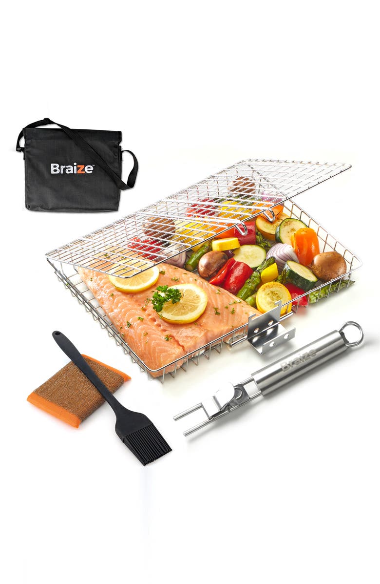 Braize Large Grill Basket Set, Main, color, Stainless Steel