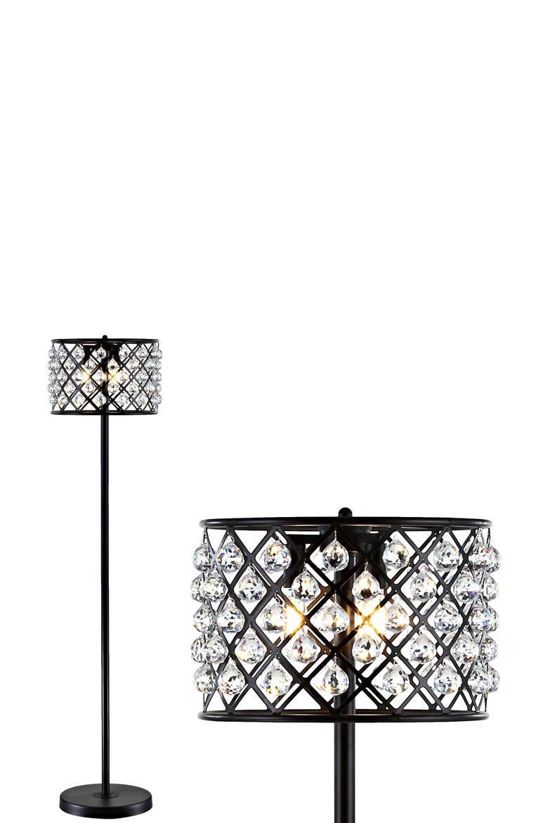 Elizabeth 60" Crystal/Metal LED Floor Lamp, Main, color, Bronze