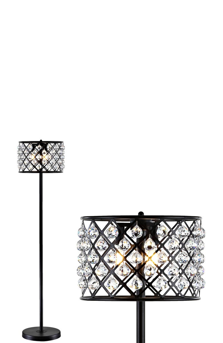 JONATHAN Y Elizabeth 60" Crystal/Metal LED Floor Lamp, Main, color, Bronze