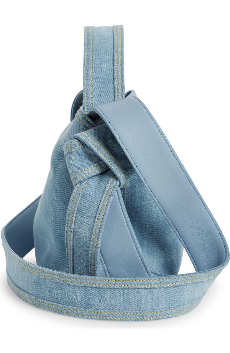 Acne Studios Mini Musubi Destroyed Denim Top Handle Bag, Alternate, color,