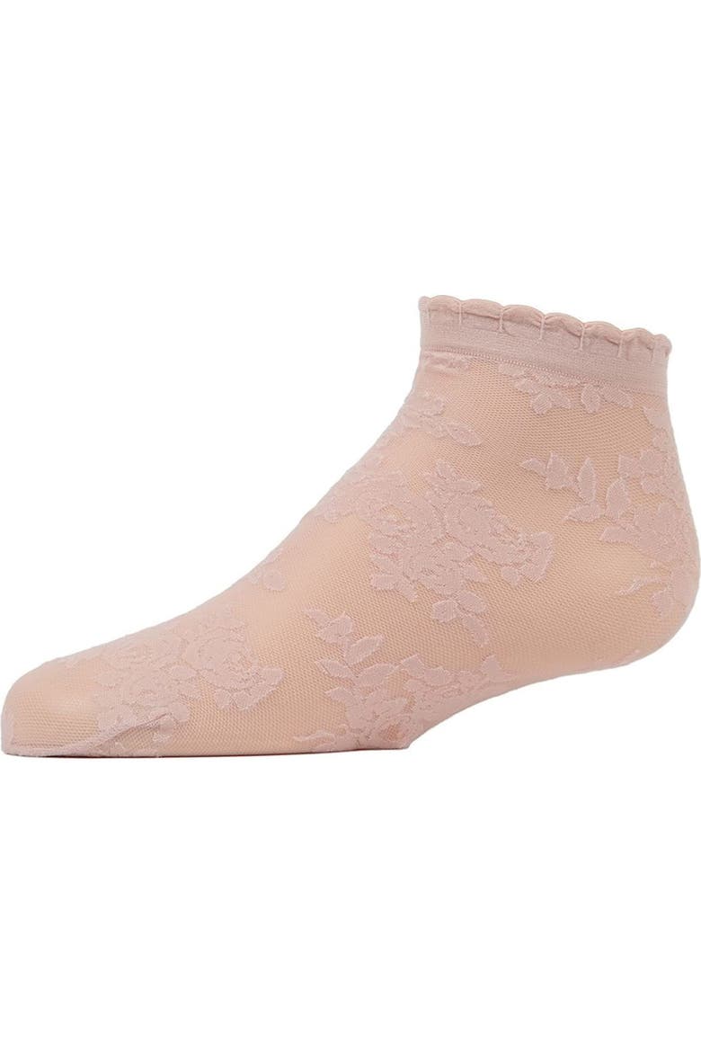 Botanic Sheer Floral Anklet Socks, Main, color, Blush Pink