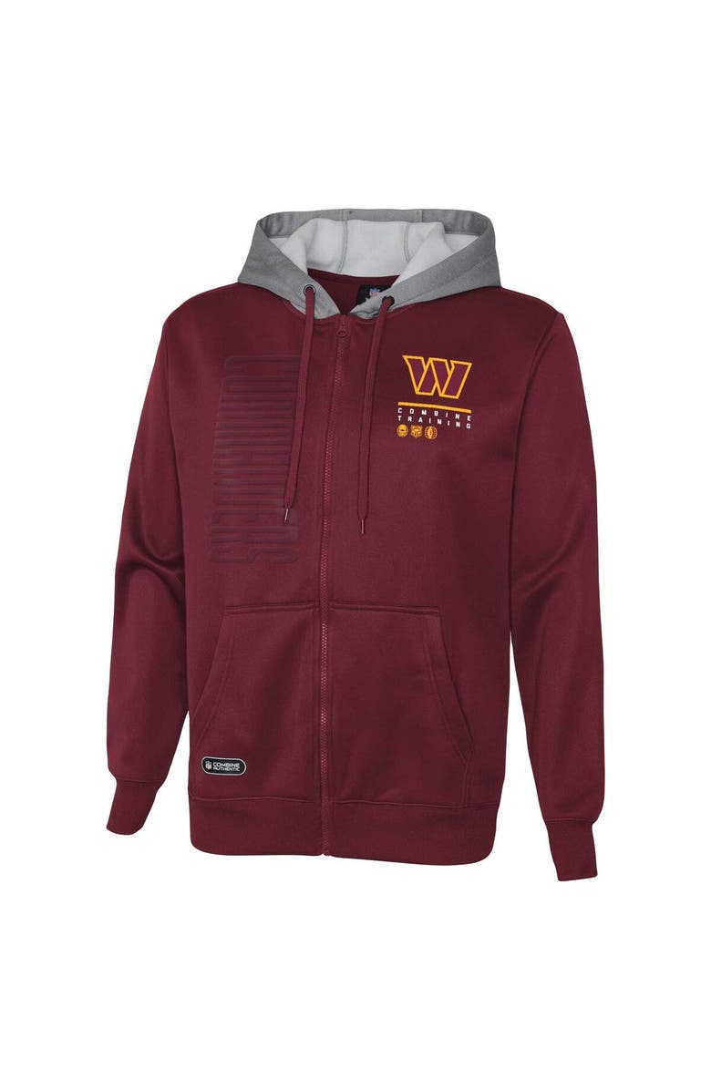 Outerstuff Men's Burgundy Washington Commanders Combine Authentic Field Play Full-Zip Hoodie Sweatshirt, Alternate, color, 