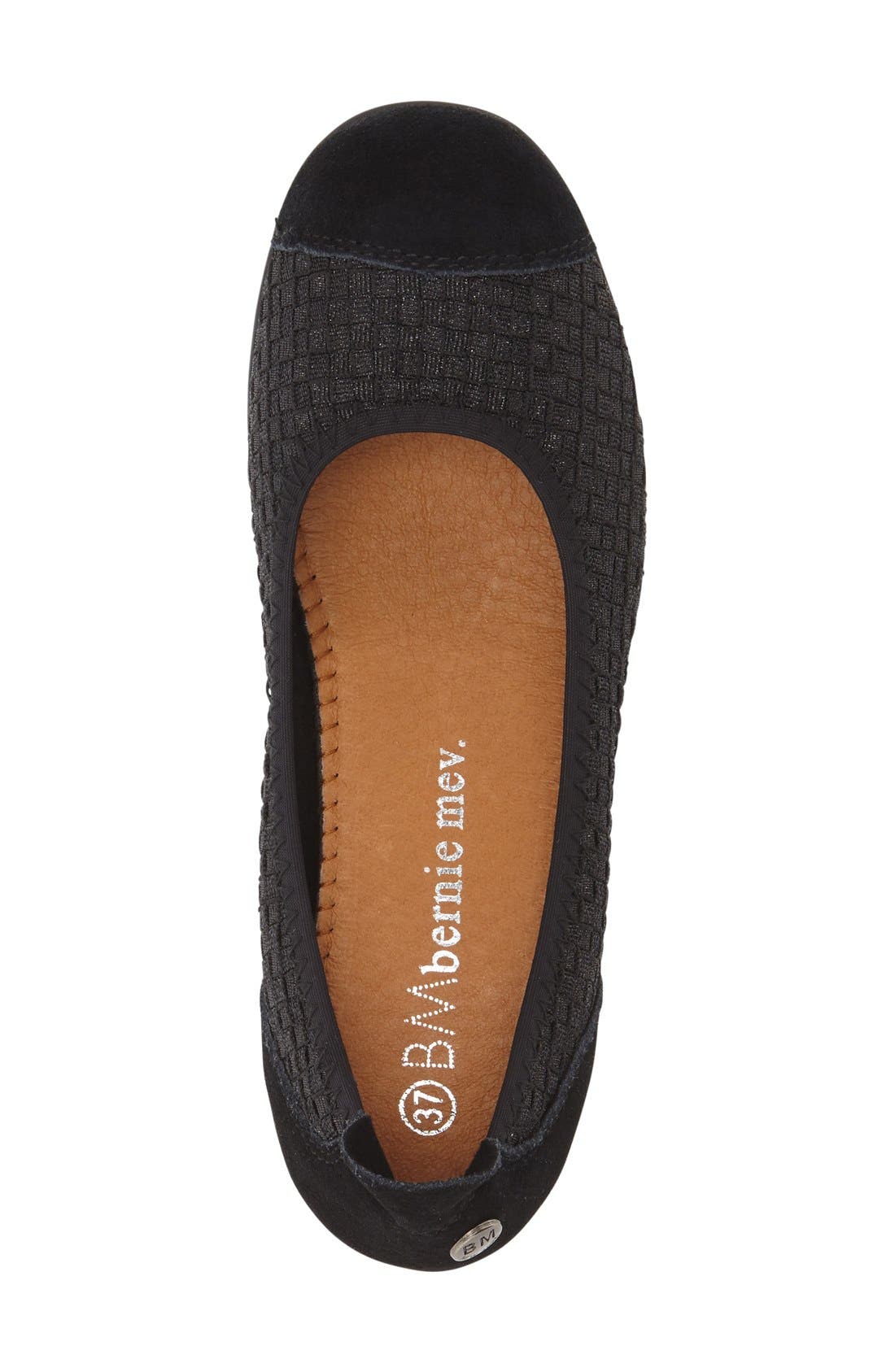 'Bella Me' Woven Flat, Alternate, color, BLACK METALLIC FABRIC