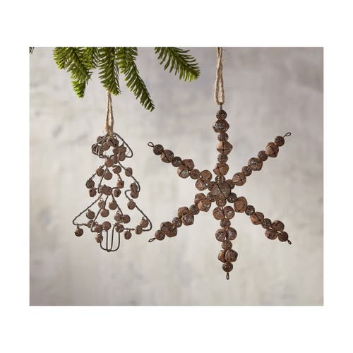Tag Brown Iron Bell Snowflake Ornament For Christmas Tree In Brown