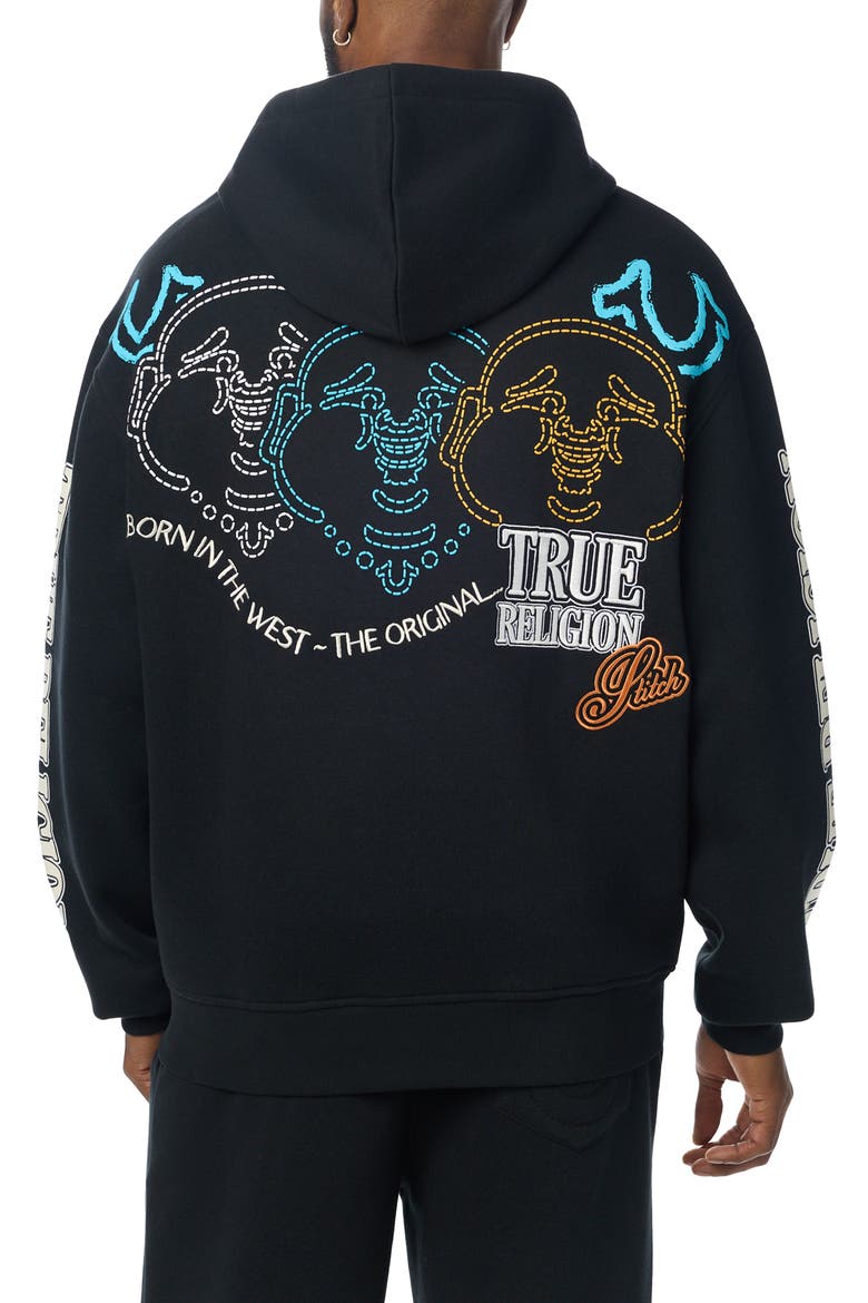 Southwest Zip Hoodie, Alternate, color, JET BLACK