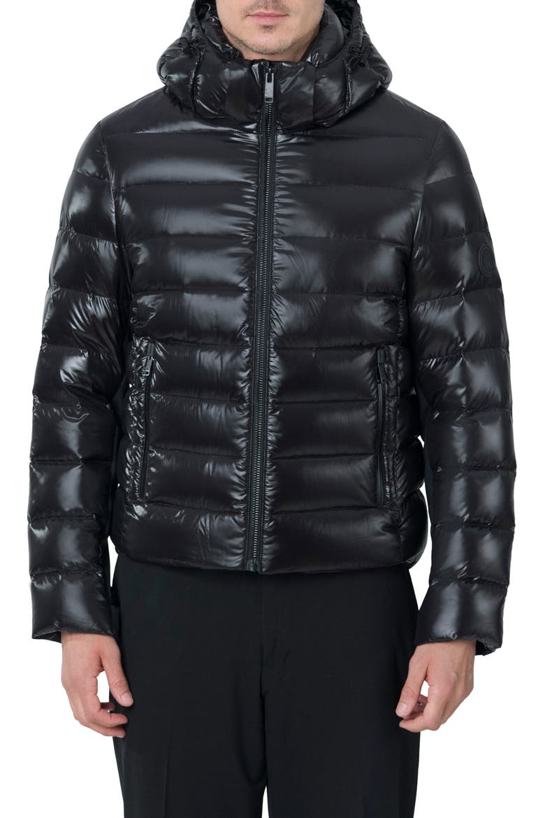 Scutar Windproof & Water Repellent Recycled Down Puffer Jacket, Main, color, BLACK