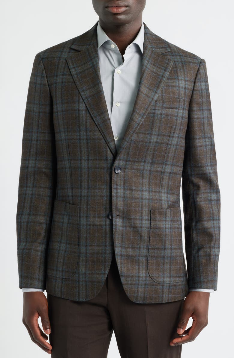 Nordstrom Brown Midas Plaid Wool Sport Coat, Alternate, color, Brown- Grey Midas Plaid