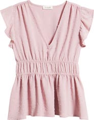 Loveappella Flutter Sleeve Empire Waist Top