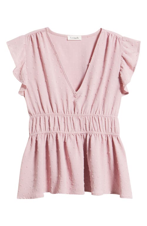 Loveappella Flutter Sleeve Empire Waist Top In Pink
