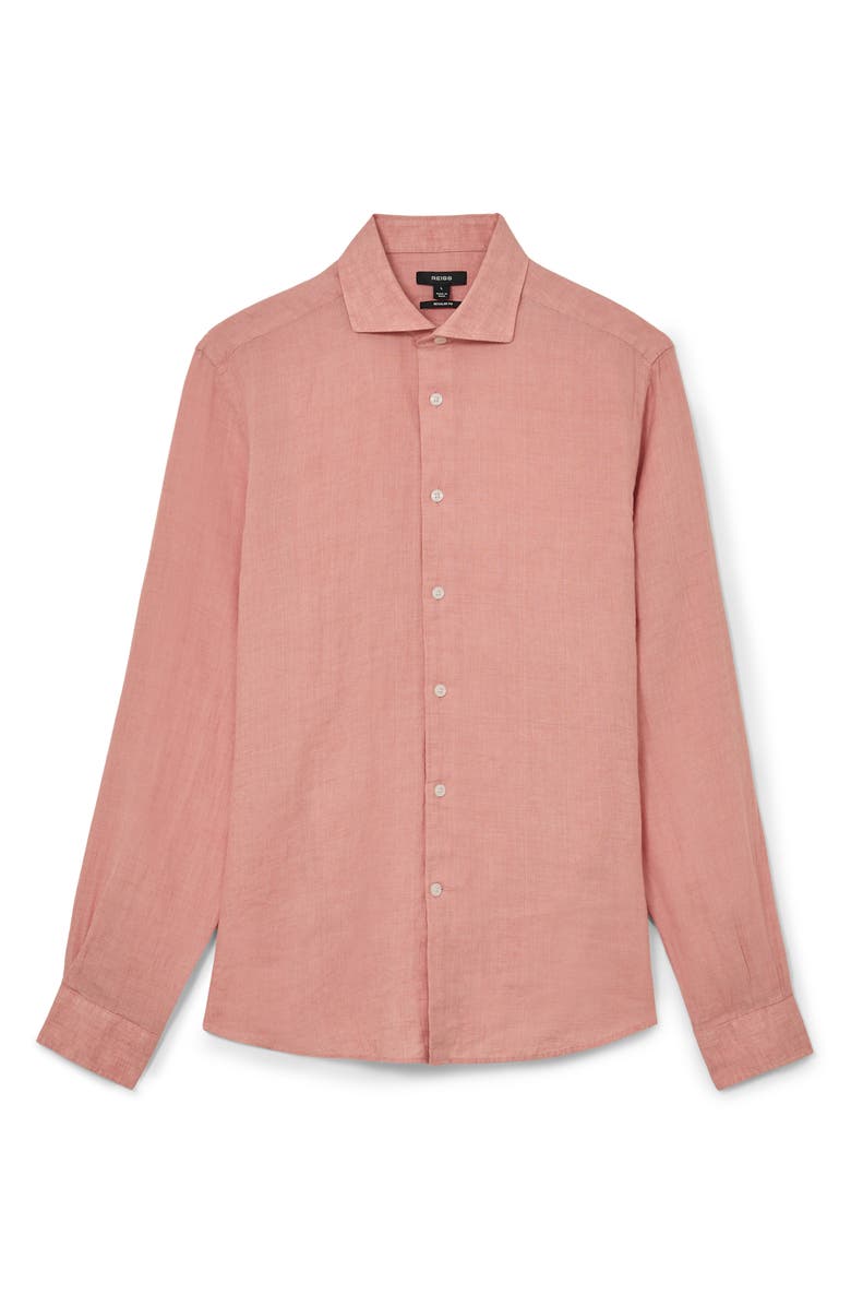 Reiss Ruban Linen Button-Up Shirt, Alternate, color, Watermelon Pink