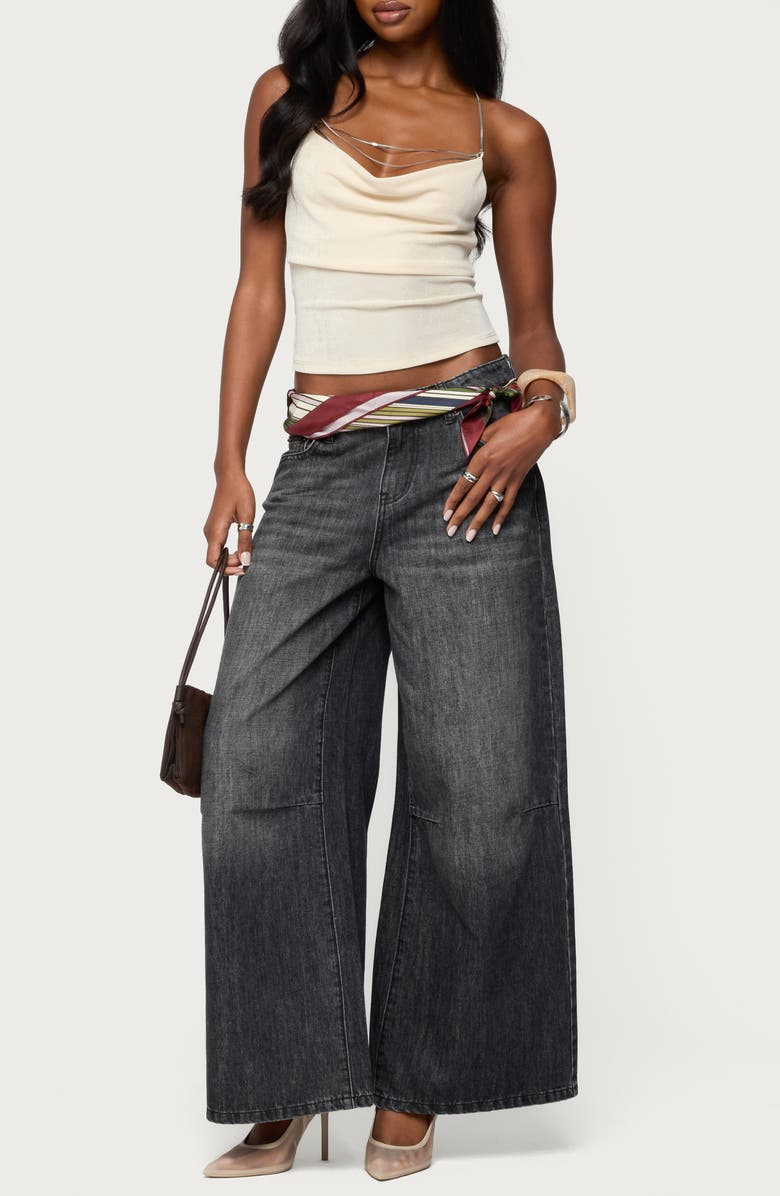 EDIKTED Khloey Plunge Cowl Neck Chain Crop Halter Top, Alternate, color, Champagne